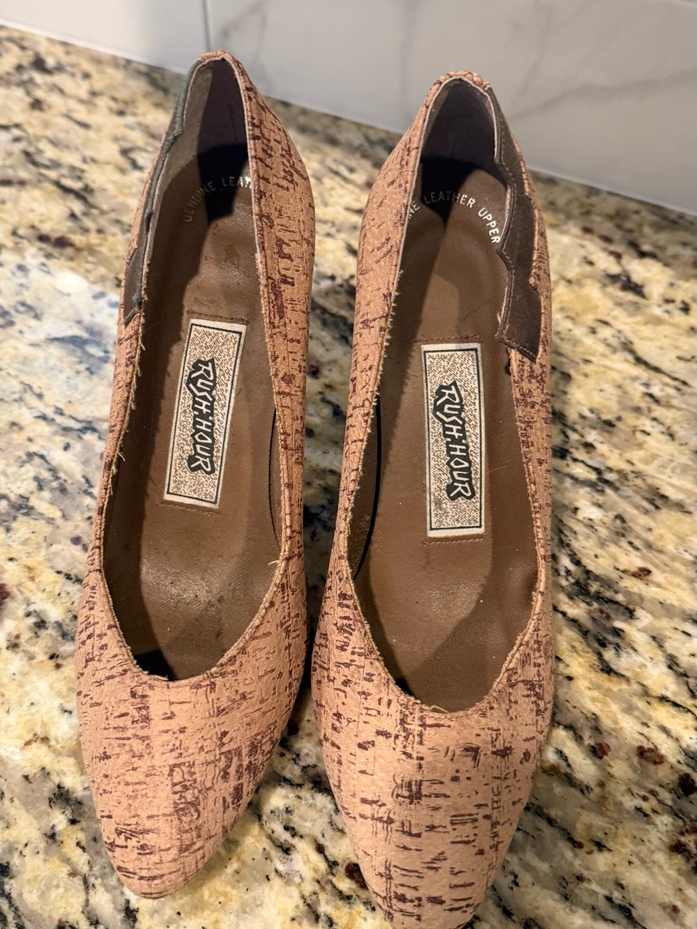 Rush Hour Cork Look Material Pointed-Toe Pumps - size 7.5